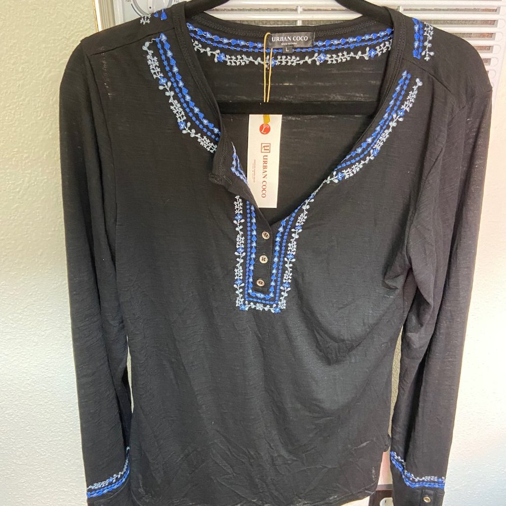 NEW Urban Coco Black with Blue Large Shirt